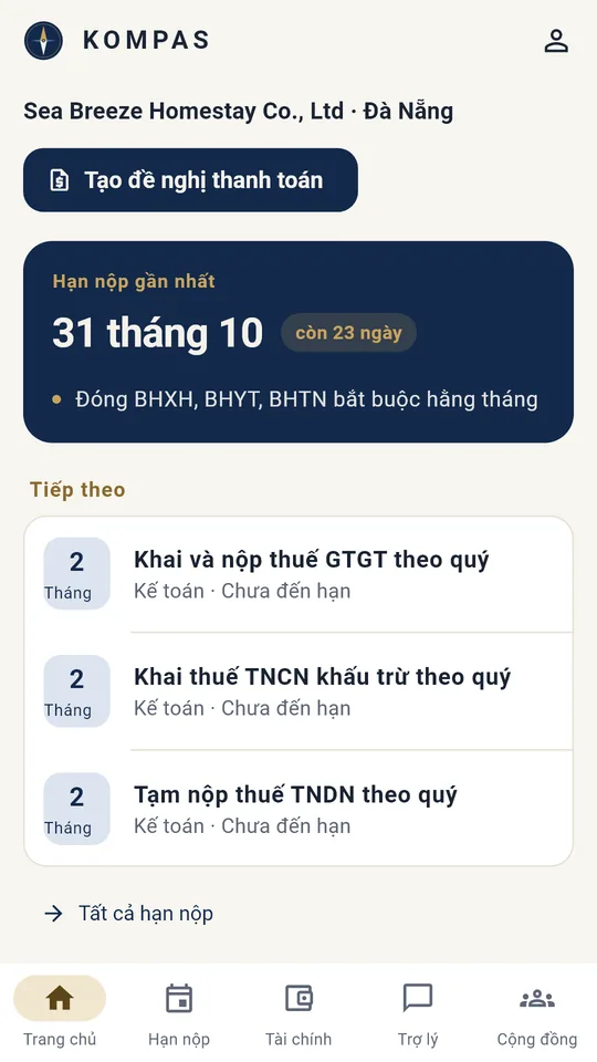 Màn hình ứng dụng: Kompas